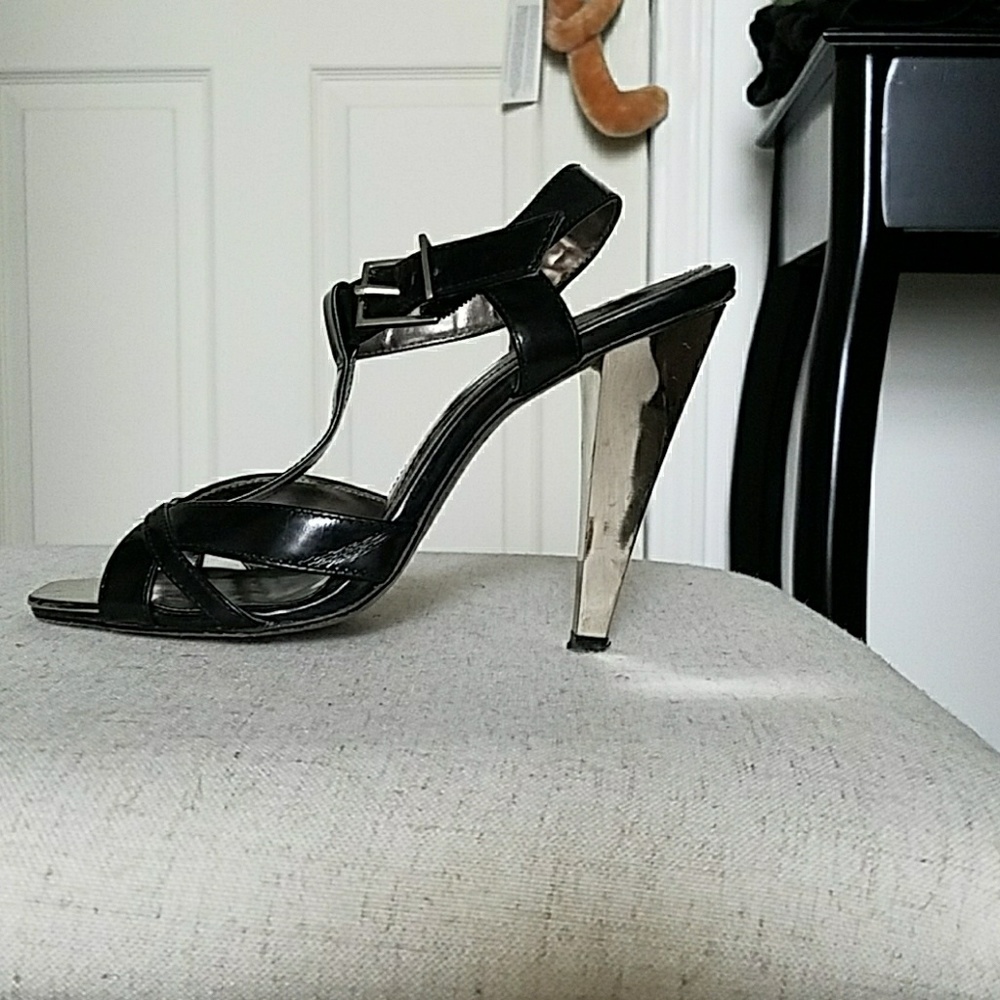 Aldo Black and Reflective Patent Heel